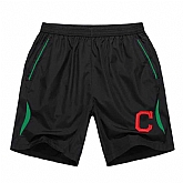 Men's Cleveland Indians Black Green Stripe MLB Shorts,baseball caps,new era cap wholesale,wholesale hats